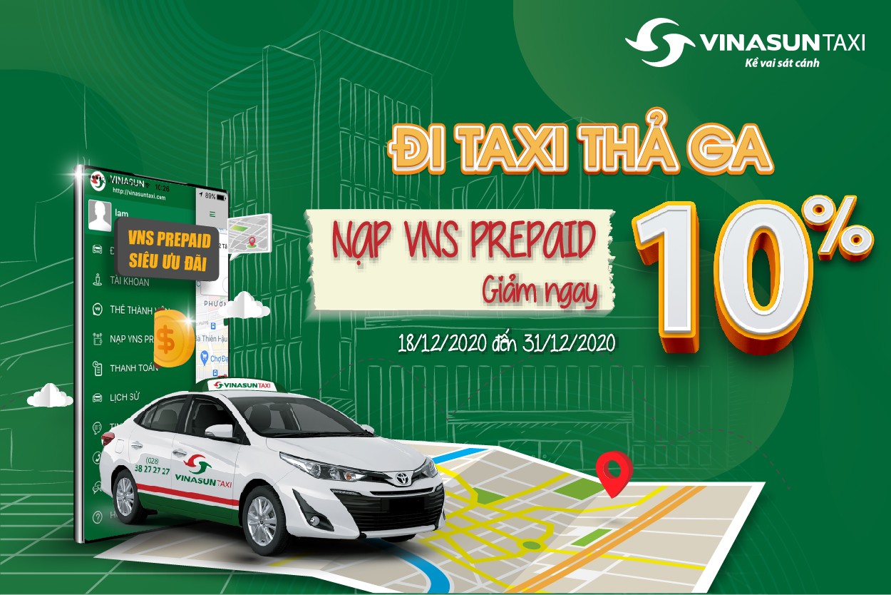 Đi Taxi thả ga - giảm ngay 10% VNS Prepaid