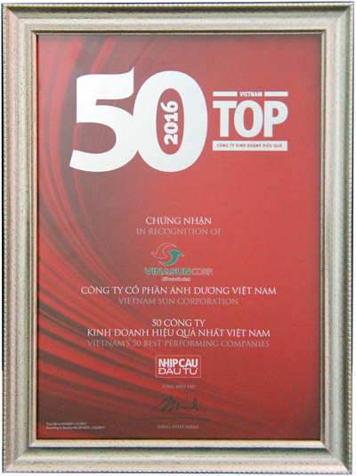 Vinasun Corp.Top 50 Công ty Kinh doanh hiệu quả nhất Việt Nam 2016
